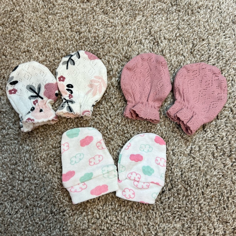0-6M Baby Mittens Set of 3 pair